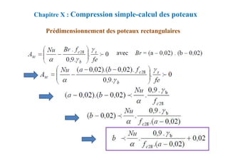 Chapitre X : Compression simple-calcul des poteaux
Prédimensionnement des poteaux rectangulaires
 