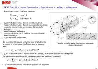 Chapitre 13: Effort rasant 13
13.6.1 Règle des coutures (EC2-1-1§6.2.5)
On ne disposera pas d’armatures de couture à la surface de reprise si
vRdi est la contrainte de cisaillement résistante à l’interface
Edi Rdi
v v
®QHN2017
 