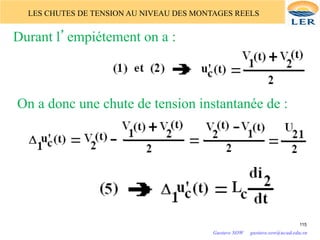 LES CHUTES DE TENSION AU NIVEAU DES MONTAGES REELS
Durant l’empiétement on a :
On a donc une chute de tension instantanée de :
115
Gustave SOW gustave.sow@ucad.edu.sn
 