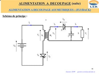 ALIMENTATION A DECOUPAGE (suite)
ALIMENTATION A DECOUPAGE ASYMETRIQUES : (FLYBACK)
Schéma de principe :
59
Gustave SOW gustave.sow@ucad.edu.sn
 