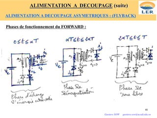 Phases de fonctionnement du FORWARD :
65
Gustave SOW gustave.sow@ucad.edu.sn
ALIMENTATION A DECOUPAGE (suite)
ALIMENTATION A DECOUPAGE ASYMETRIQUES : (FLYBACK)
 