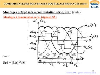 COMMMUTATEURS POLYPHASES DOUBLE ALTERMANCES (suite)
Montages polyphasés à commutation série, Sm : (suite)
Montages à commutation série triphasé, S3 :
On a :
Uc0 = (3/π)*VM
90
Gustave SOW gustave.sow@ucad.edu.sn
 