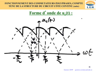 95
95
FONCTIONNEMENT DES COMMUTATEURS POLYPHASES, COMPTE
TENU DE LA STRUCTURE DU CIRCUIT CÔTE CONTINU (suite)
Forme d’onde de uc(t) :
Gustave SOW gustave.sow@ucad.edu.sn
 
