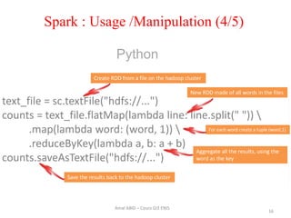 16
Amal ABID – Cours GI3 ENIS
Spark : Usage /Manipulation (4/5)
 