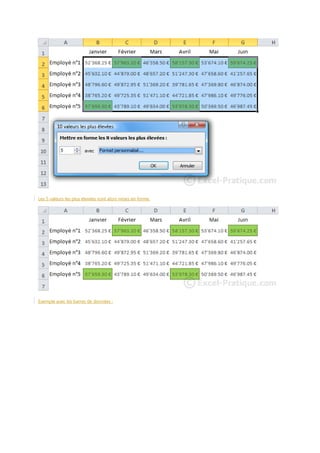 Les 5 valeurs les plus élevées sont alors mises en forme.

Exemple avec les barres de données :

 