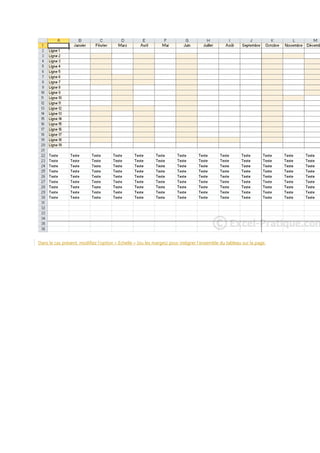 Dans le cas présent, modifiez l'option « Echelle » (ou les marges) pour intégrer l'ensemble du tableau sur la page.

 