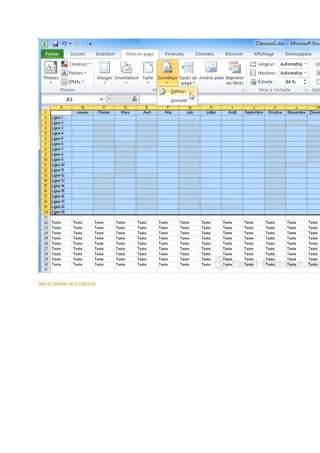 Seul le tableau sera imprimé.

 