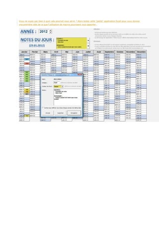 Vous ne voyez pas bien à quoi cela pourrait vous servir ? Alors testez cette "petite" application Excel pour vous donner
une première idée de ce que l'utilisation de macros pourraient vous apporter :

 