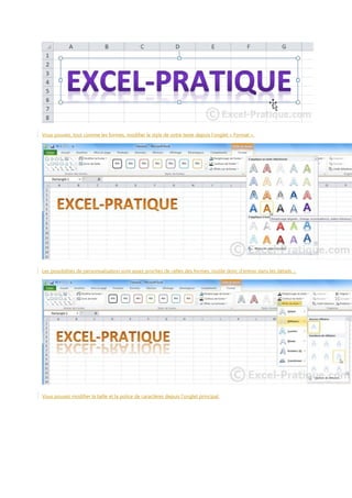 Vous pouvez, tout comme les formes, modifier le style de votre texte depuis l'onglet « Format ».

Les possibilités de personnalisation sont assez proches de celles des formes, inutile donc d'entrer dans les détails ...

Vous pouvez modifier la taille et la police de caractères depuis l'onglet principal.

 