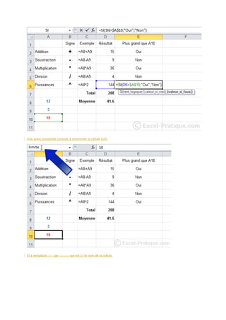 Une autre possibilité consiste à renommer la cellule A10 :

Et à remplacer A10 par limite qui est ici le nom de la cellule.

 
