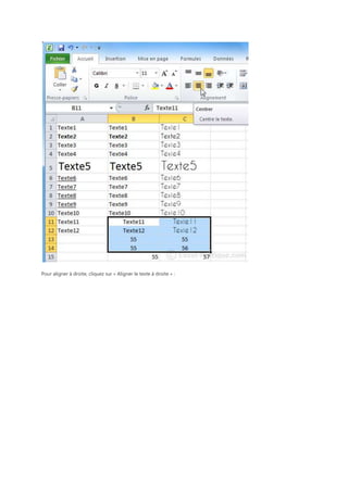 Pour aligner à droite, cliquez sur « Aligner le texte à droite » :

 