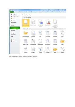 Voici un exemple de modèle disponible (feuille de présence) :

 