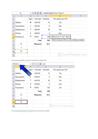 Une autre possibilité consiste à renommer la cellule A10 :

Et à remplacer A10 par limite qui est ici le nom de la cellule.

 