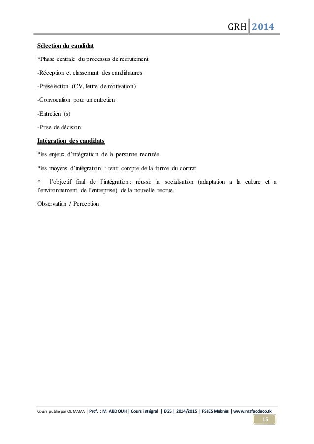 Cours complet grh 2014-2015 Cours complet grh 2014-2015