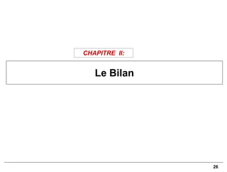 26
Le Bilan
CHAPITRE II:
 