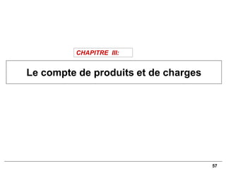 57
Le compte de produits et de charges
CHAPITRE III:
 