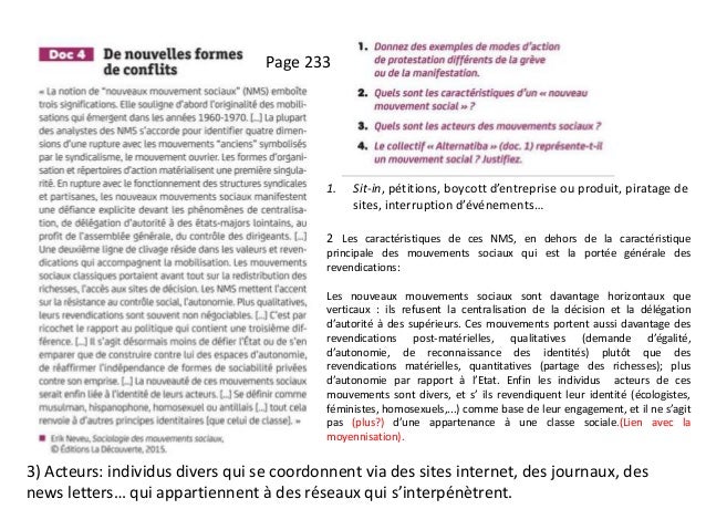 Les conflits et la mobilisation sociale - publié le 03/12/
