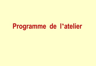 Programme de l’atelier
 