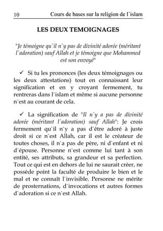 Cours de bases sur la religion de l islam | PDF