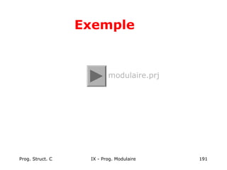 Prog. Struct. C IX - Prog. Modulaire 191
Exemple
modulaire.prj
 