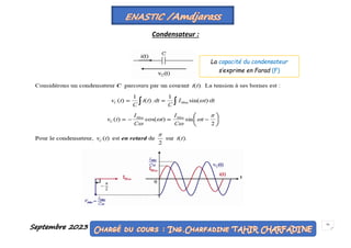 Septembre 2023 25
Condensateur :
La capacité du condensateur
s’exprime en Farad (F)
 