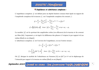 Septembre 2023 28
Impédance et admittance complexes :
 