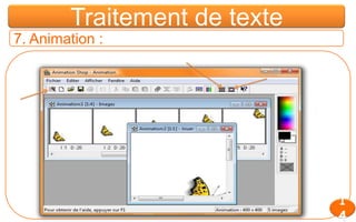 Traitement de texte5. Importation d’images :Activité 6 :2. Importer une image à partir du scanner Mettre la feuille dans le scannerDérouler le menu FichierSélectionner la commande D’un Scanneur ou d’un appareil photo …Cliquer sur le bouton Numériser 11Chourabi ynes