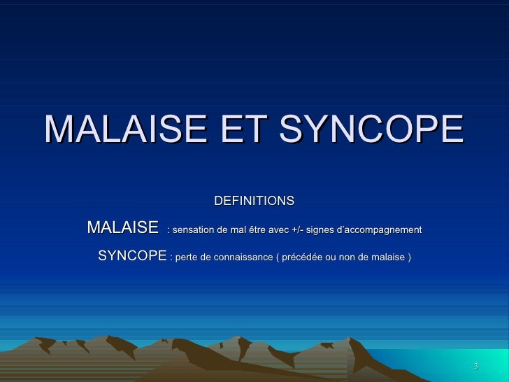 Cours Dentiste Malaise Syncope