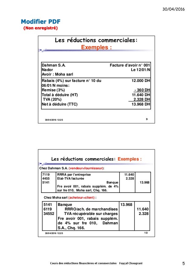 Cours des réductions financières et commerciales semestre1