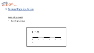 3. Terminologie du dessin
ECHELLE DU PLAN:
• Echelle graphique
m
 