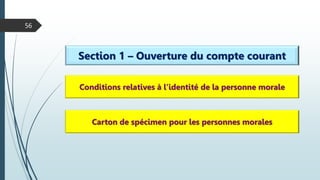 56
Section 1 – Ouverture du compte courant
Conditions relatives à l’identité de la personne morale
Carton de spécimen pour les personnes morales
 