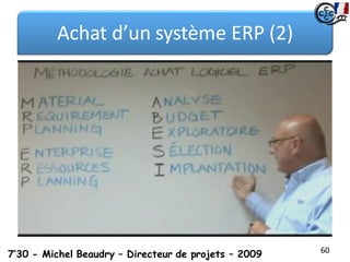 Achat d’un système ERP (2)
60
7’30 - Michel Beaudry – Directeur de projets – 2009
 