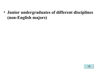 Junior undergraduates of different disciplines   (non-English majors) 
