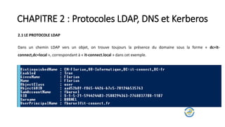 CHAPITRE 2 : Protocoles LDAP, DNS et Kerberos
2.1 LE PROTOCOLE LDAP
Dans un chemin LDAP vers un objet, on trouve toujours la présence du domaine sous la forme « dc=it-
connect,dc=local », correspondant à « it-connect.local » dans cet exemple.
 