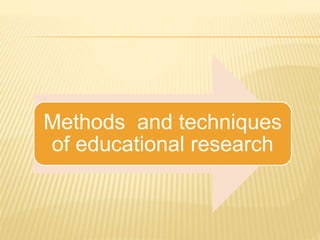 Methods and techniques
of educational research
 