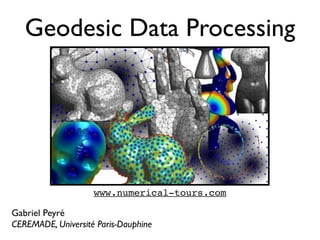 Geodesic Data Processing




                    www.numerical-tours.com

Gabriel Peyré
CEREMADE, Université Paris-Dauphine
 
