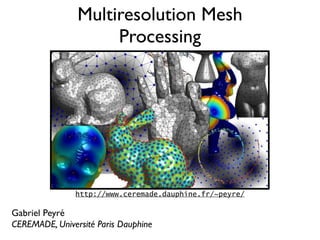 Multiresolution Mesh
                     Processing




               http://www.ceremade.dauphine.fr/~peyre/

Gabriel Peyré
CEREMADE, Université Paris Dauphine
 