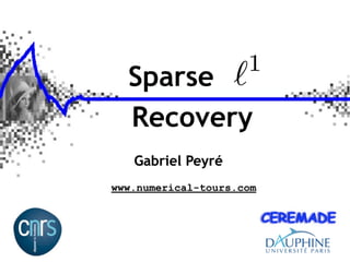 1
  Sparse
  Recovery
   Gabriel Peyré
www.numerical-tours.com
 
