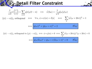 Detail Filter Constraint


{ (·   n)}n orthogonal   n, ⇥ ⇤ ⇥(n) = [n]   ⇥        ˆ
                                                     |⇥(⇤ + 2k )|2 = 1
                                                 k
 