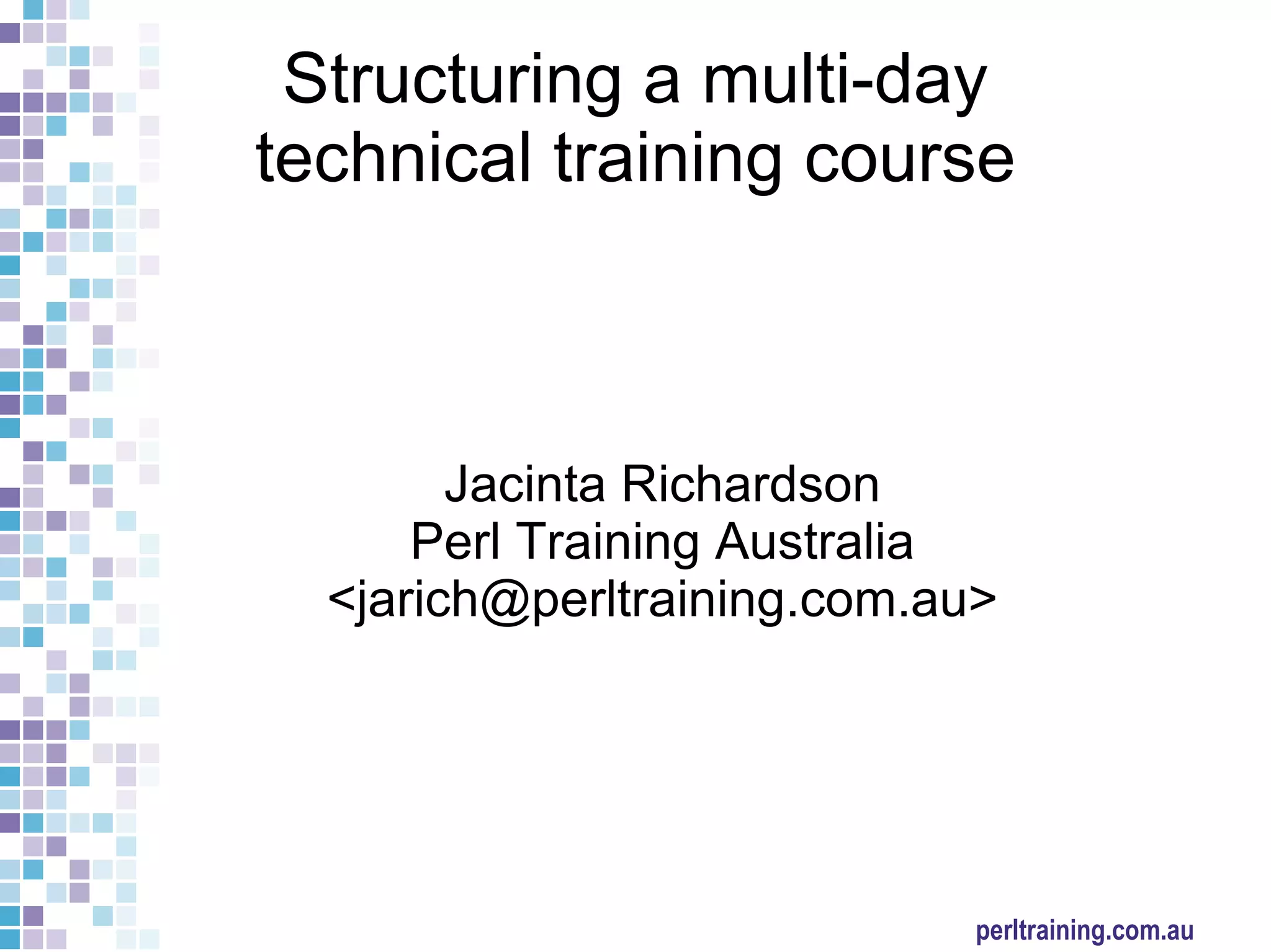 Structuring a multi-day training course | PPT