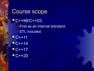 COURSE INTRODUCTION TO C++ PROGRAMMING LANGUAGE | PPT