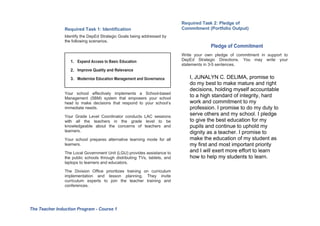 Deped Service Pledge Teacher Induction Program course 1 The Dep ed Teacher | DOCX