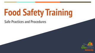 Food SafetyTraining
Safe Practices and Procedures
University
 