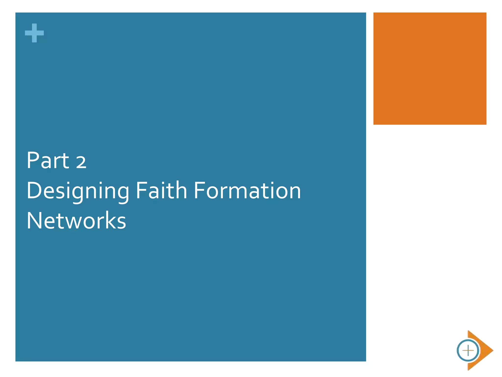 +
Part 2
Designing Faith Formation
Networks
 