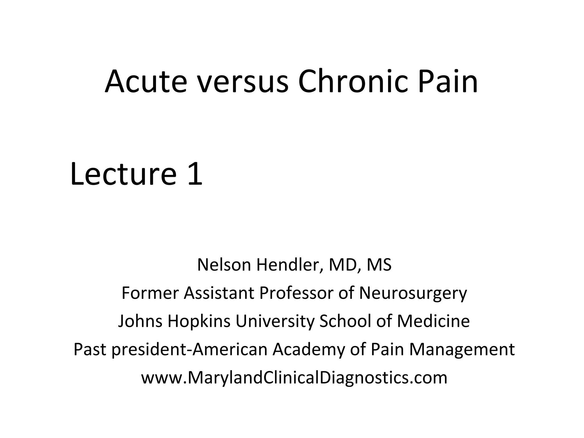 Course 1 acute versus chronic pain | PPT