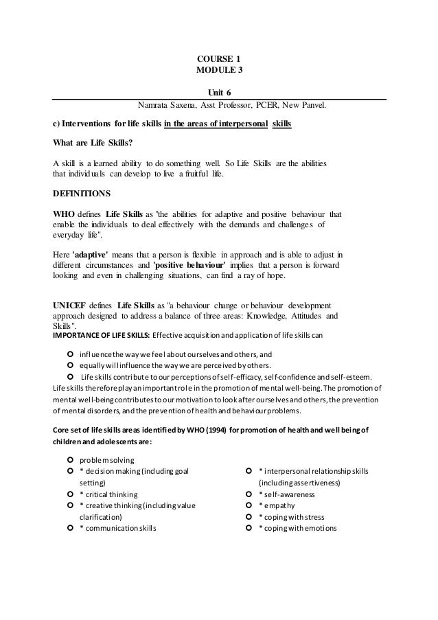 b.ed notes interventions interpersonal skills