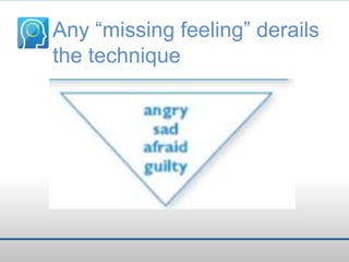 Any “missing feeling” derails
the technique

 