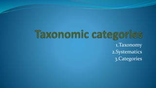 1.Taxonomy
2.Systematics
3.Categories
 