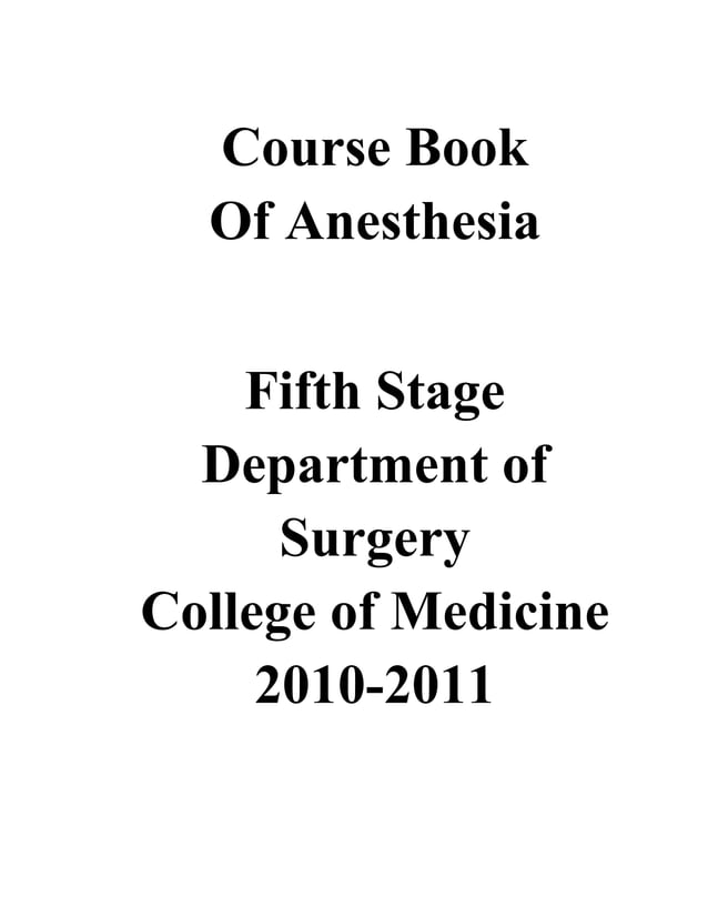 5th year Course Book/Anesthesia PDF