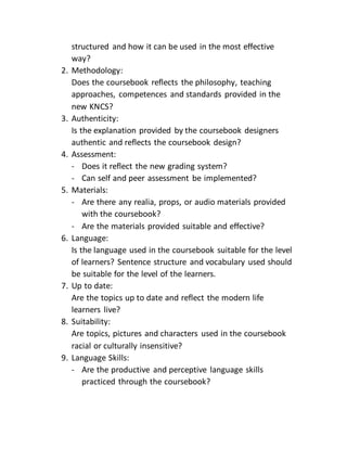 Coursebook evaluation | DOCX